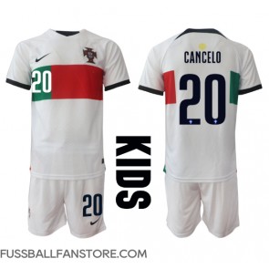 Portugal Joao Cancelo #20 Replik Auswärtstrikot Kinder WM 2022 Kurzarm (+ Kurze Hosen)
